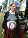 01_0031.JPG: Eeyore's Birthday 2004:  Pregnant woman with body paint of baby inside