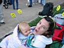 01_0059.JPG: Eeyore's Birthday 2004:  Monica & Payson with smiley face headbands